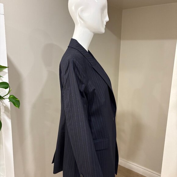 Navy Pinstripe Theory Blazer - Picture 2 of 4